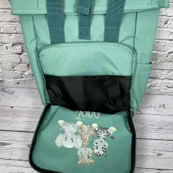 Roll Top Rucksack mit Safari Tieren und Namen bestickt I Kindergartentasche personalisiert I Tasche für Kinder