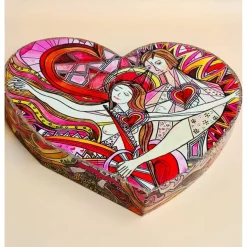 Romantisches Herz für Liebespaare aus Holz, Glücks-Herz Aufsteller, Valentinstag Geschenk