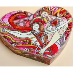 Romantisches Herz für Liebespaare aus Holz, Glücks-Herz Aufsteller, Valentinstag Geschenk