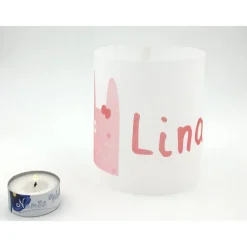 Rosa Hase Lichthülle personalisiert Name individuell handgemacht umweltfreundlich