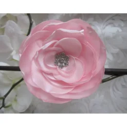 Rosa Stoffblume Braut Brosche Klammer mit Strass 