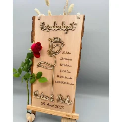 Rosenhochzeit Geschenk personalisiert – 10 Jahre Ehe | Handmade Holzbild Unikat zur Hochzeit