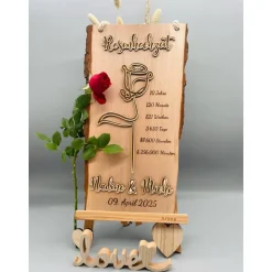 Rosenhochzeit Geschenk personalisiert – 10 Jahre Ehe | Handmade Holzbild Unikat zur Hochzeit