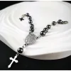 Rosenkranz-Armband aus Edelstahl mit Hämatitperlen– Spiritualität & Stil vereint