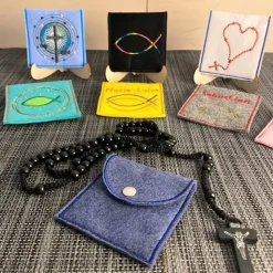 Rosenkranztasche aus Filz, verschiedene Designs, Kommunion, Rosenkranz