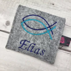 Rosenkranztasche Fische mit Name. Kommunion