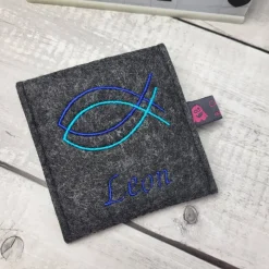 Rosenkranztasche Fische mit Name. Kommunion