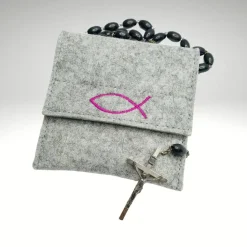 Rosenkranztäschchen ICHTYS Fisch Filz Rosenkranztasche Farbwahl