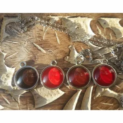 rot Ohrringe u Ringe Cabochonschmuck verschiedene Fassungen handbemalt die Schmuckkiste