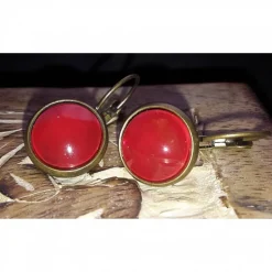 rot Ohrringe u Ringe Cabochonschmuck verschiedene Fassungen handbemalt die Schmuckkiste