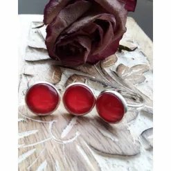 rot Ohrringe u Ringe Cabochonschmuck verschiedene Fassungen handbemalt die Schmuckkiste