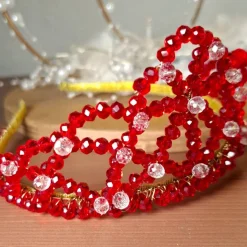 Rote Perlenkrone – Handgemachtes Diadem für Braut, Ball, Shooting & Cosplay | Red Queen