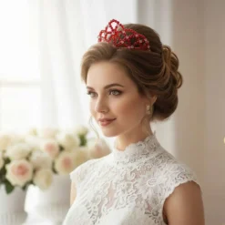 Rote Perlenkrone – Handgemachtes Diadem für Braut, Ball, Shooting & Cosplay | Red Queen
