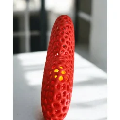 Roter Korallen-Design LED Teelichthalter in Herzform - Organische Skulptur 3D-Druck | PLA | H 17cm
