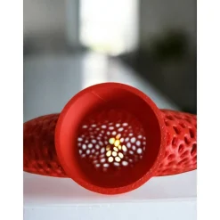 Roter Korallen-Design LED Teelichthalter in Herzform - Organische Skulptur 3D-Druck | PLA | H 17cm