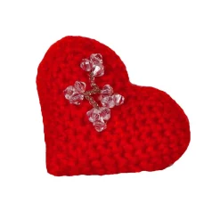 Rotes Amigurumi Herz mit Glasperlen – Handgehäkelt, Geschenkidee, Deko