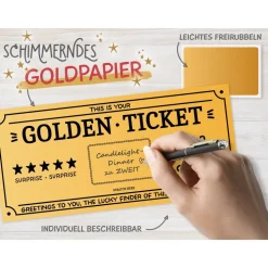 Rubbelkarte zum selbstbeschriften Golden Ticket Gutschein Rubbellos