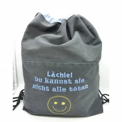 Rucksack 'Lächle...', Geschenk für Männer, Jeans-Upcycling