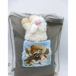 Rucksack, Turnbeutel, Sportbeutel, Schneemann, Dachs und Hase