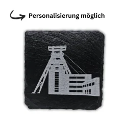 RuhrPott Untersetzer aus Schiefer – Lasergravur, Zeche Zollverein, personalisierbar