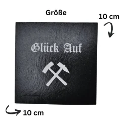 RuhrPott Untersetzer aus Schiefer mit Lasergravur – Glück Auf, personalisierbar