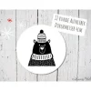 Runde Papieraufkleber mit Kuschelbär in schwarz-weiß 4cm