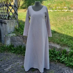 Rundhals Ausschnitt Wikinger Leinen Kleid, used look, Unterkleid, Mittelalter, stonewashed Leinen, Toraxacum