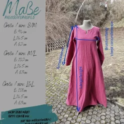 Rundhals Ausschnitt Wikinger Leinen Kleid, used look, Unterkleid, Mittelalter, stonewashed Leinen, Toraxacum