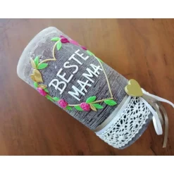 RUSTICA, VINTAGE-Look, SHABBY, Rustikal, Kerze Muttertag Muttertagkerze Muttertagskerze, keine Folie, Wachsbeschriftung,