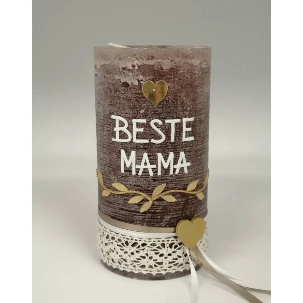 RUSTICA, VINTAGE-Look, SHABBY, Rustikal, Muttertag, Vater, Vatertag, Muttertagskerze, keine Folie, Wachsbeschriftung, Fa