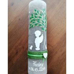 RUSTICA, VINTAGE-Look, SHABBY, Rustikal, Taufkerze, Lebensbaum, Schutzengel, Engel, Baum, Mädchen, Junge, Kerze, Taufe,