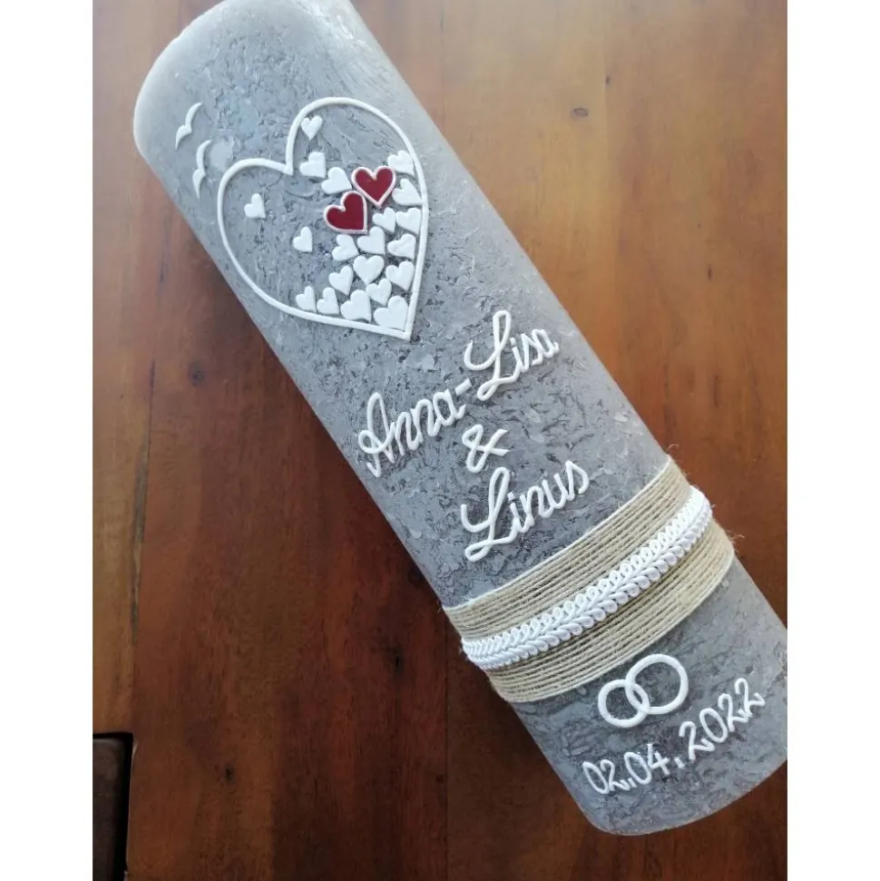 RUSTICA, VINTAGE-Look,Rustikal, Hochzeitkerze, Hochzeitskerze, Brautkerze, Verlobungskerze, weiß Hochzeit, Flora, inkl W