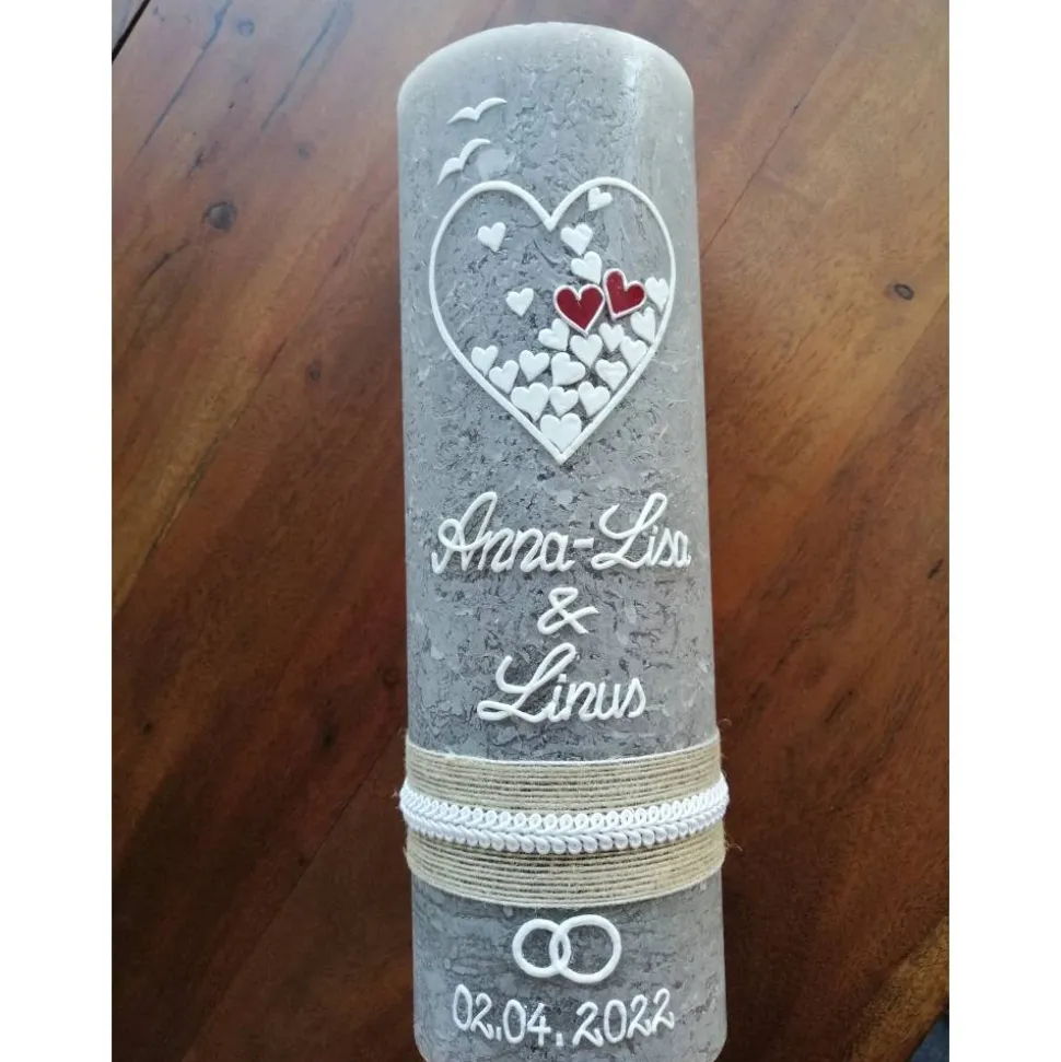 RUSTICA, VINTAGE-Look,Rustikal, Hochzeitkerze, Hochzeitskerze, Brautkerze, Verlobungskerze, weiß Hochzeit, Flora, inkl W