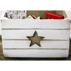 Rustikale Adventskiste Weihnachtskiste Vintage Holzkiste für Weihnachtsgeschenke Tischdeko Advent Weihnachten Adventskalender aus Holz weiß