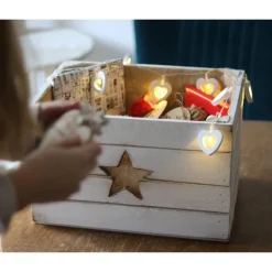 Rustikale Adventskiste Weihnachtskiste Vintage Holzkiste für Weihnachtsgeschenke Tischdeko Advent Weihnachten Adventskalender aus Holz weiß