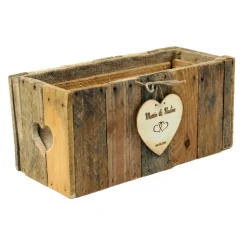 RUSTIKALE BLUMENKISTE aus alten Obstkistenbrettern Geschenk Brautpaar Hochzeit Holz TISCHDEKO Weinkiste Blumenkasten Graviert Personalisiert