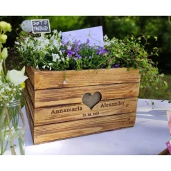 Rustikale GESCHENKEKISTE PERSONALISIERT HOCHBEET Hochzeit Vintage Holzkiste Hochzeitsgeschenk Hölzerner Jahrestag