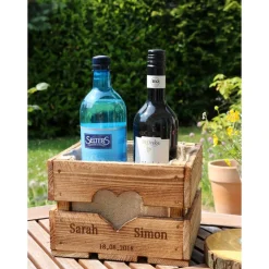 Rustikale OBSTKISTE Blumenkiste TISCHDEKO Hochzeitsgeschenk Geschenk Brautpaar Personalisiert aus Holz Vintage Hölzerne Jahrestag Valentin