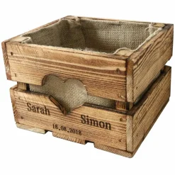 Rustikale OBSTKISTE Blumenkiste TISCHDEKO Hochzeitsgeschenk Geschenk Brautpaar Personalisiert aus Holz Vintage Hölzerne Jahrestag Valentin