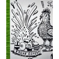 SALE -30% (Code: NEUEABENTEUER) | Lustige Osterpostkarte mit Huhn Huch, das war wohl zu viel!