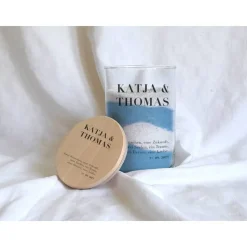 Sandzeremonie Glas mit Holzdeckel Hochzeitsbrauch Windlicht Design Typography