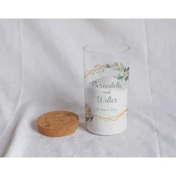 Sandzeremonie Glas mit Holzdeckel Hochzeitsbrauch Windlicht Design Bernadette