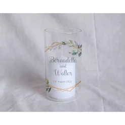 Sandzeremonie Glas mit Holzdeckel Hochzeitsbrauch Windlicht Design Bernadette