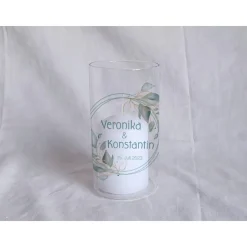 Sandzeremonie Glas mit Holzdeckel Hochzeitsbrauch Windlicht Design Salbei rund