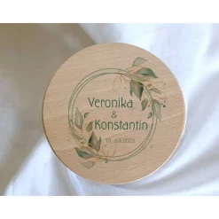 Sandzeremonie Glas mit Holzdeckel Hochzeitsbrauch Windlicht Design Salbei rund