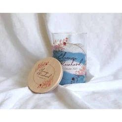 Sandzeremonie Glas mit Holzdeckel Hochzeitsbrauch Windlicht Design Rosarot