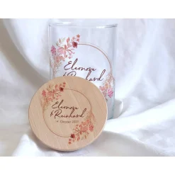 Sandzeremonie Glas mit Holzdeckel Hochzeitsbrauch Windlicht Design Rosarot