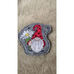 S-BST001-03 Blumenstecker aus Filz bestickt - Marienkäfergnome - Handmade