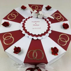 Schachteltorte RINGE BORDEAUX-WEISS Geldgeschenk Torte Hochzeit Geschenkidee