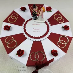 Schachteltorte RINGE BORDEAUX-WEISS Geldgeschenk Torte Hochzeit Geschenkidee
